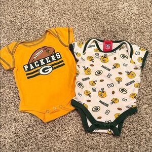NFL Packers Yellow and Green Kids Bodysuits